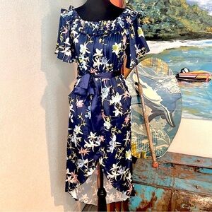 ⭐️White Closet,Australian Clothier,Gorgeous,POCKET,Navy Floral SplitTail Dress